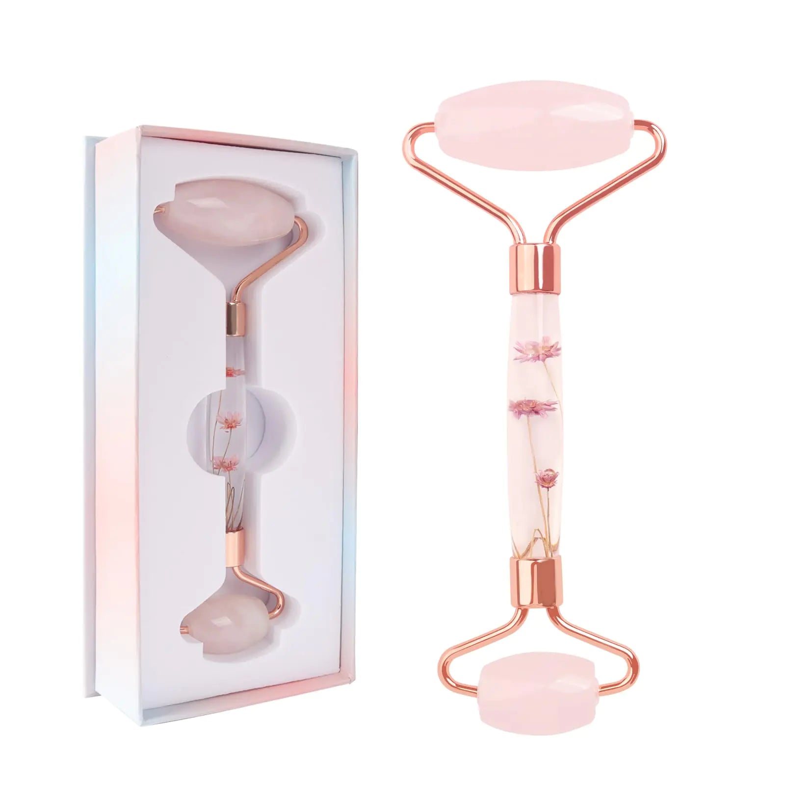 Raffaello Jade Roller for Face Face Roller Redness Reducing Skin Care Tools Natural Pink Facial Roller Guasha Face Tool Massager for Face Eyes Neck Relieve Fine Lines and Wrinkles - Rose Quartz